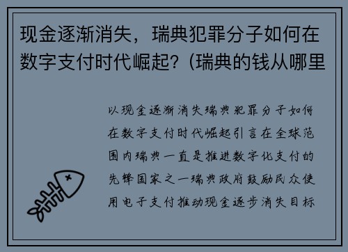 现金逐渐消失，瑞典犯罪分子如何在数字支付时代崛起？(瑞典的钱从哪里来)